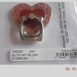 COACH PHONE RING GLITTERING 2 TONE RED HEART NWT VERY UNIQUE RARE